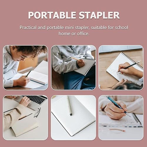 Miniatura 9 de Tofficu Engrapadora automática pequeña engrapadora de agarre en forma de flamenco, engrapadora portátil de madera creativa para libros, máquina de