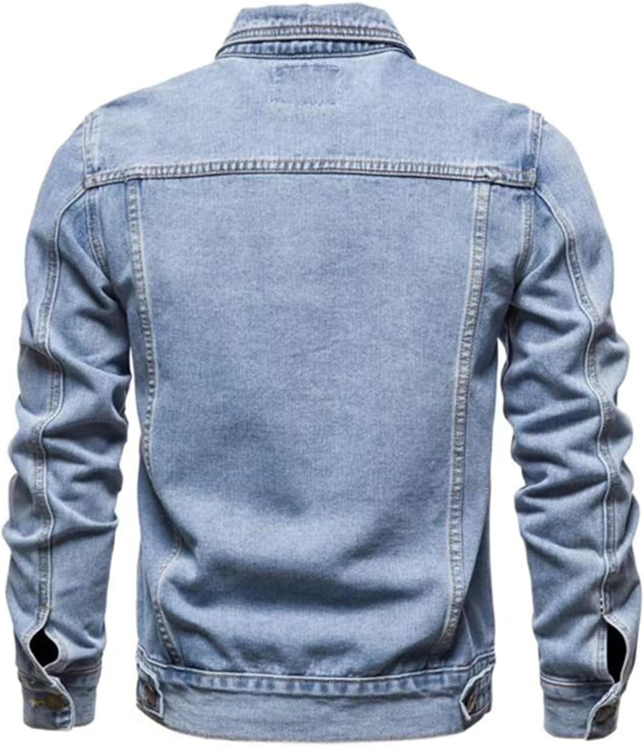 Men's Denim Jacket Vintage-Inspired Jean Jacket with Multiple Pockets - Cotton Blend, Machine Washable - Image 2
