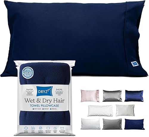 Vista 14 de DryZzz Funda de almohada de toalla de satén rosa Funda de almohada de microfibra absorbente para cabello húmedo Funda de almohada de satén