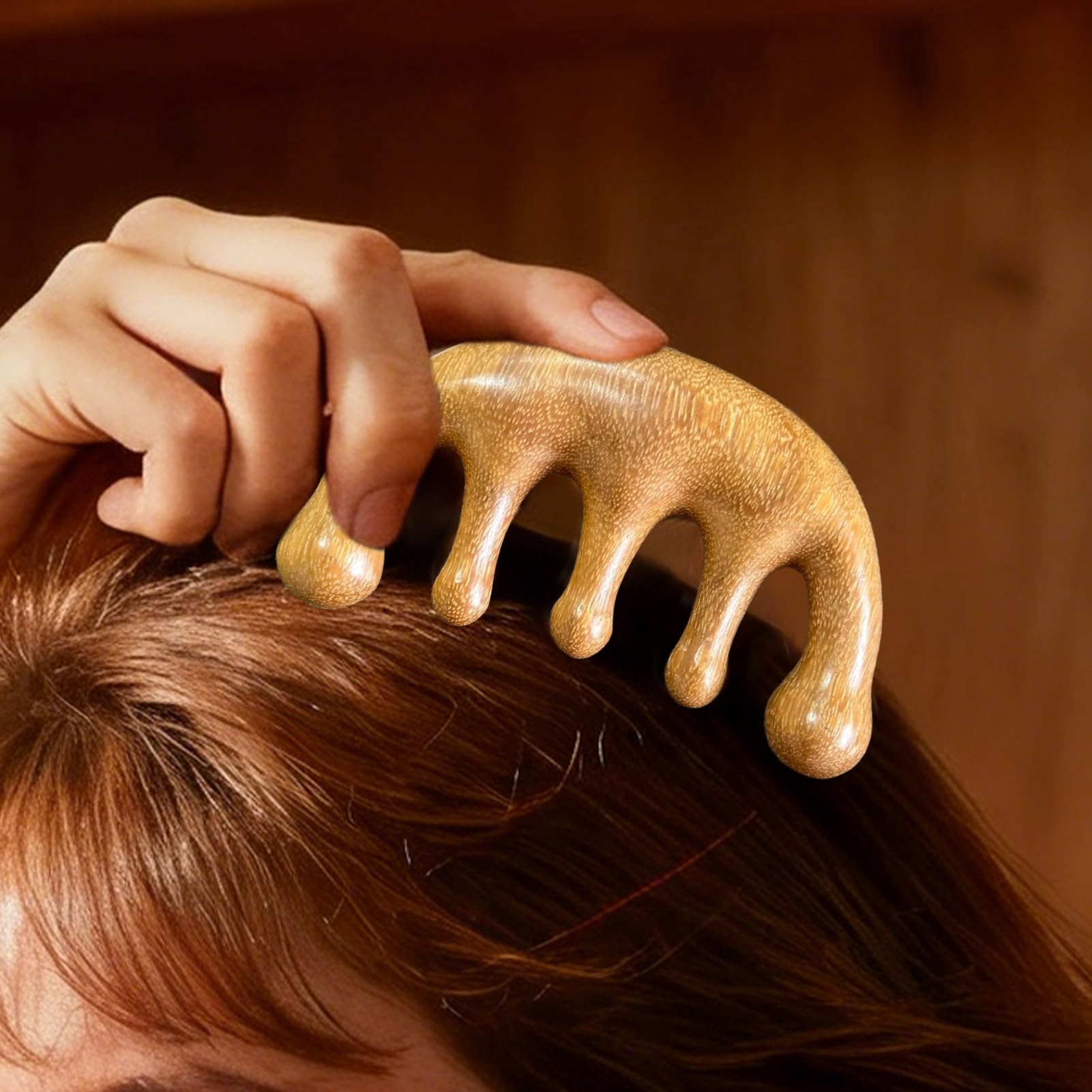 Massagekamm aus Holz Breitzahn Pflegekamm Für Haare | Kopfhautmassagegerät Für Frauen Männer Entspannung Haarpflege Styling Natürliche Haarbürste Körperpflege