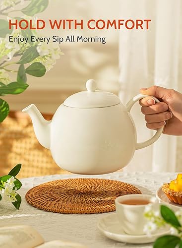 Miniatura 4 de Sweese - Tetera de porcelana, 40 oz, lo suficientemente grande para 5 tazas, apta para microondas