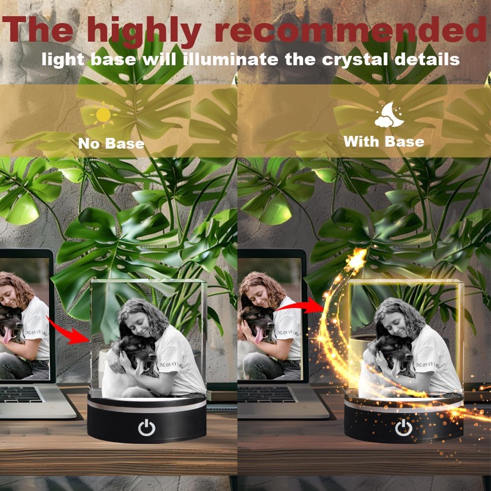 Dog Memorial Gifts - Personalized Memorial Gift for Dog, Cat, Animal Indoor, Custom Pet 3D Crystal Photo, Loss of Dog Cat Puppy Keepsake Bereavement Sympathy Gifts for Pet Lovers - Cube - Image 3