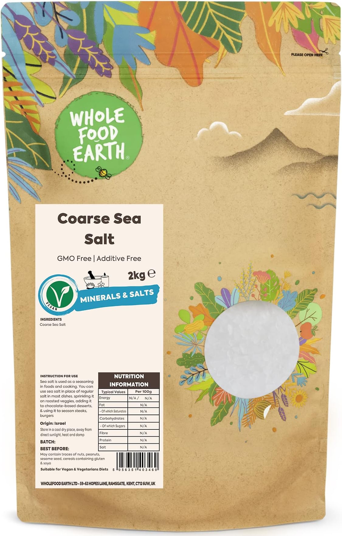 Whole Food Earth® - Coarse Sea Salt 2 kg | GMO Free | Additive Free