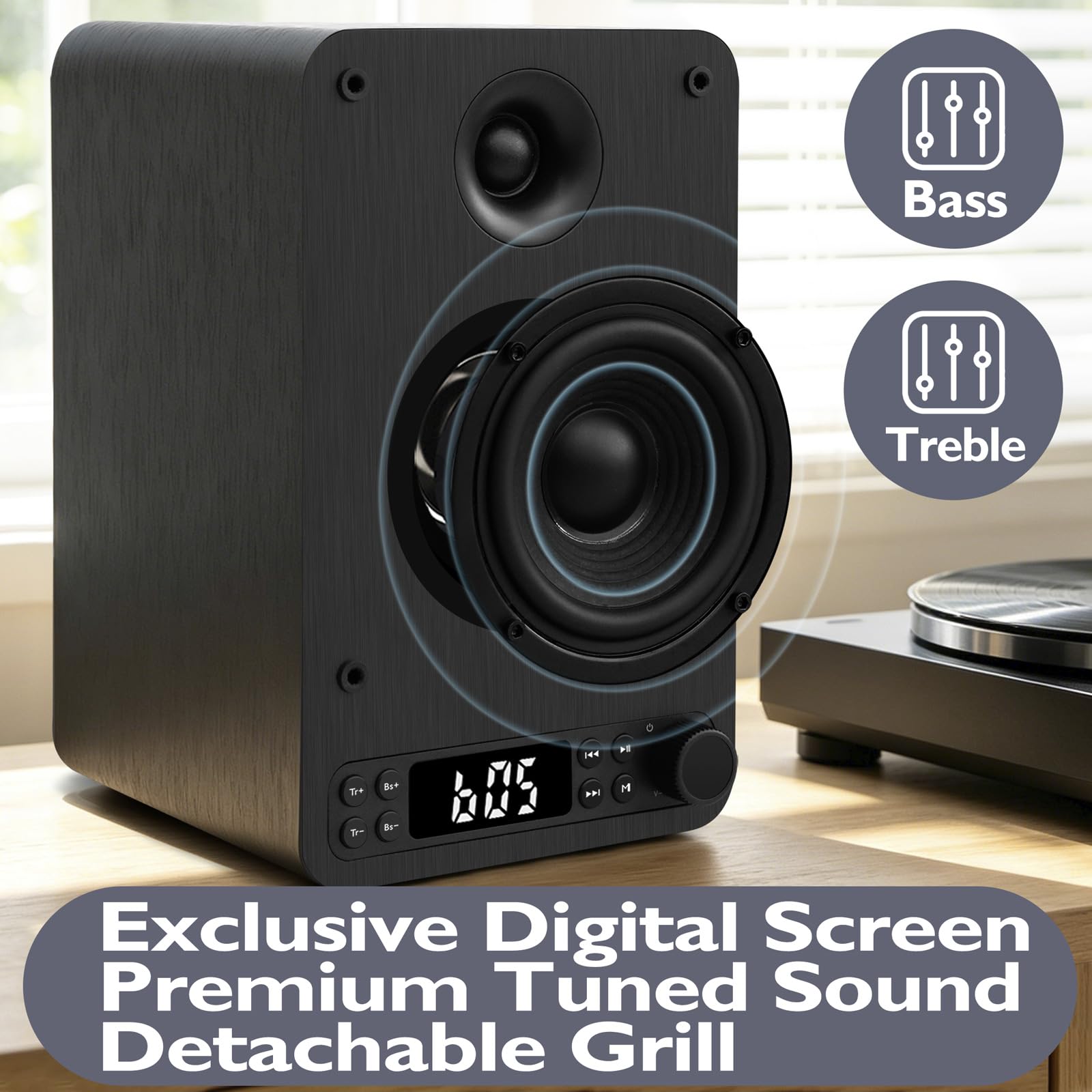 LEMEGA Core X1 Aktivlautsprecher - 40W Stereo Regallautsprecher, HDMI ARC Fuer TV, Bluetooth Streaming, Optisch, Cinch, AUX & USB, dimmbares LED-Display, Bass & Klangregler, Fernbedienung inklusive