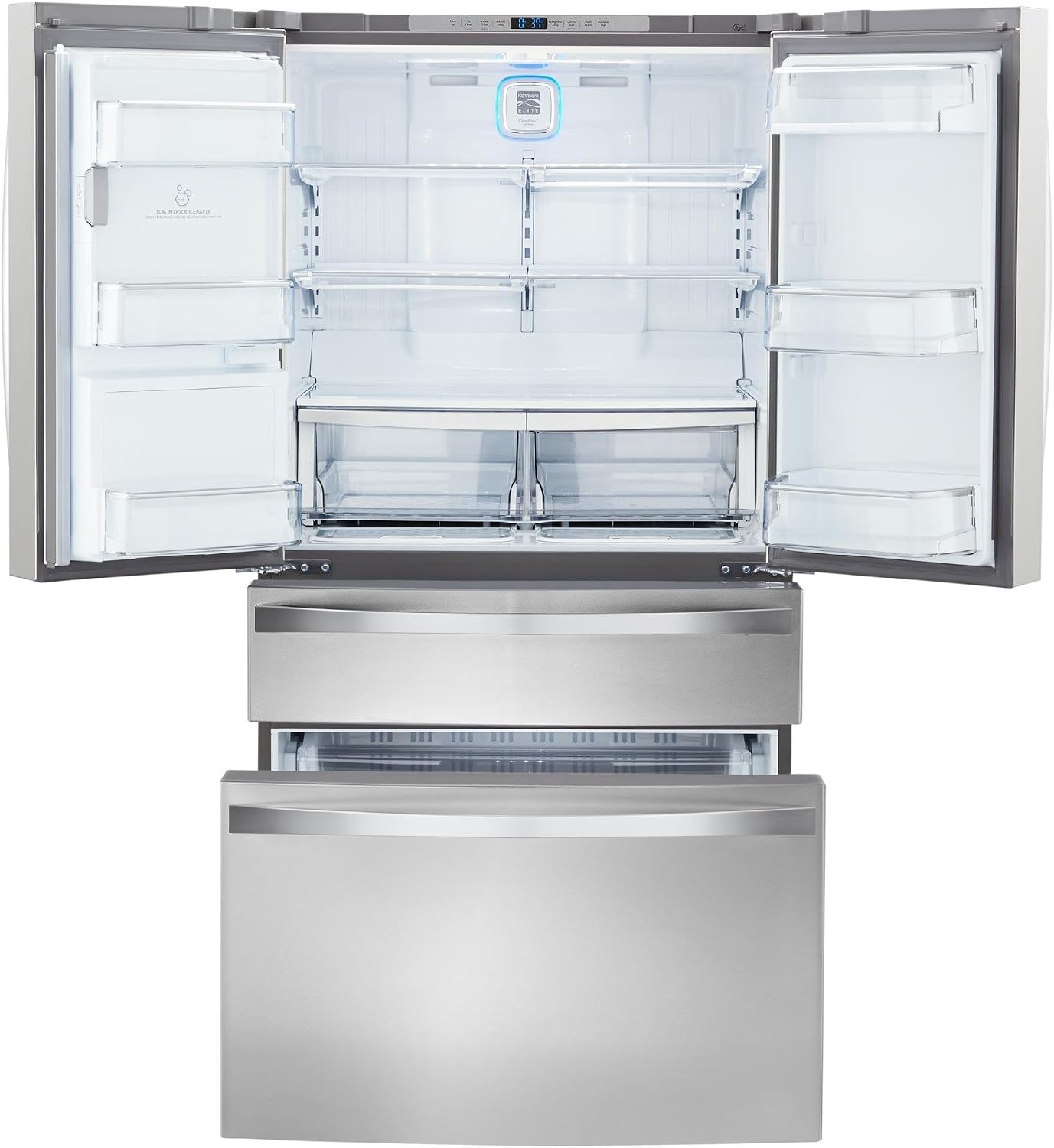 Kenmore 4672483 4 Door Bottom Freezer Refrigerator with Dispenser, 29.9 cu. ft, Stainless Steel
