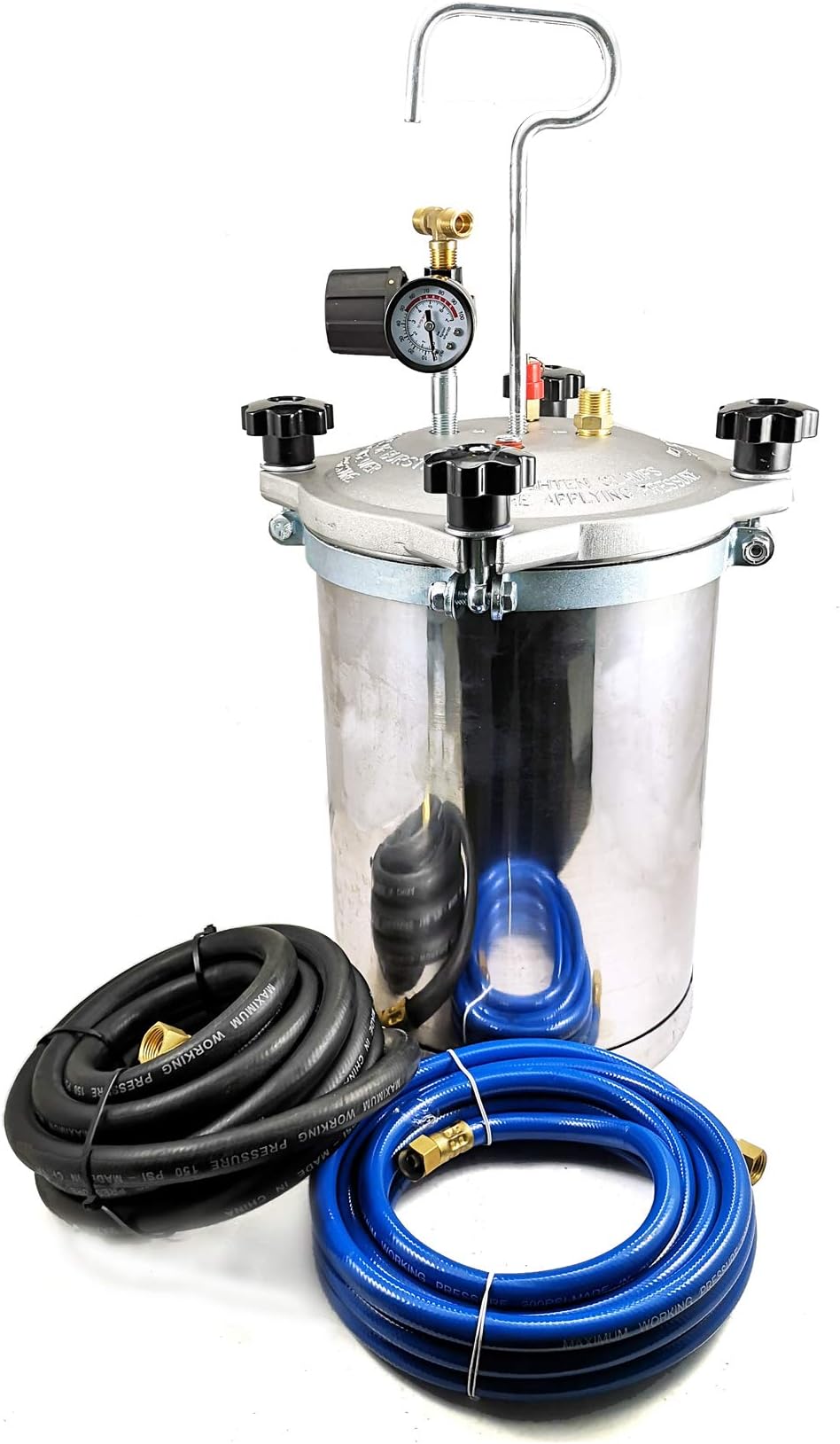 DP Dynamic Power PRO Stainless Pressure Paint Tank 2.5 Gallons Pressure Pot Tank Spray Paint Pressure Pot Tank with Manual Mixing Agitator Paint Tank(2.5 Gallons)