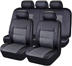 CAR PASS Luxurious PU Leather Automotive Universal Seat Covers Full Set for Vehicles,Cars,SUV,with Super 5mm Composite Sponge Inside,Airbag Compatible (Black and Black)
