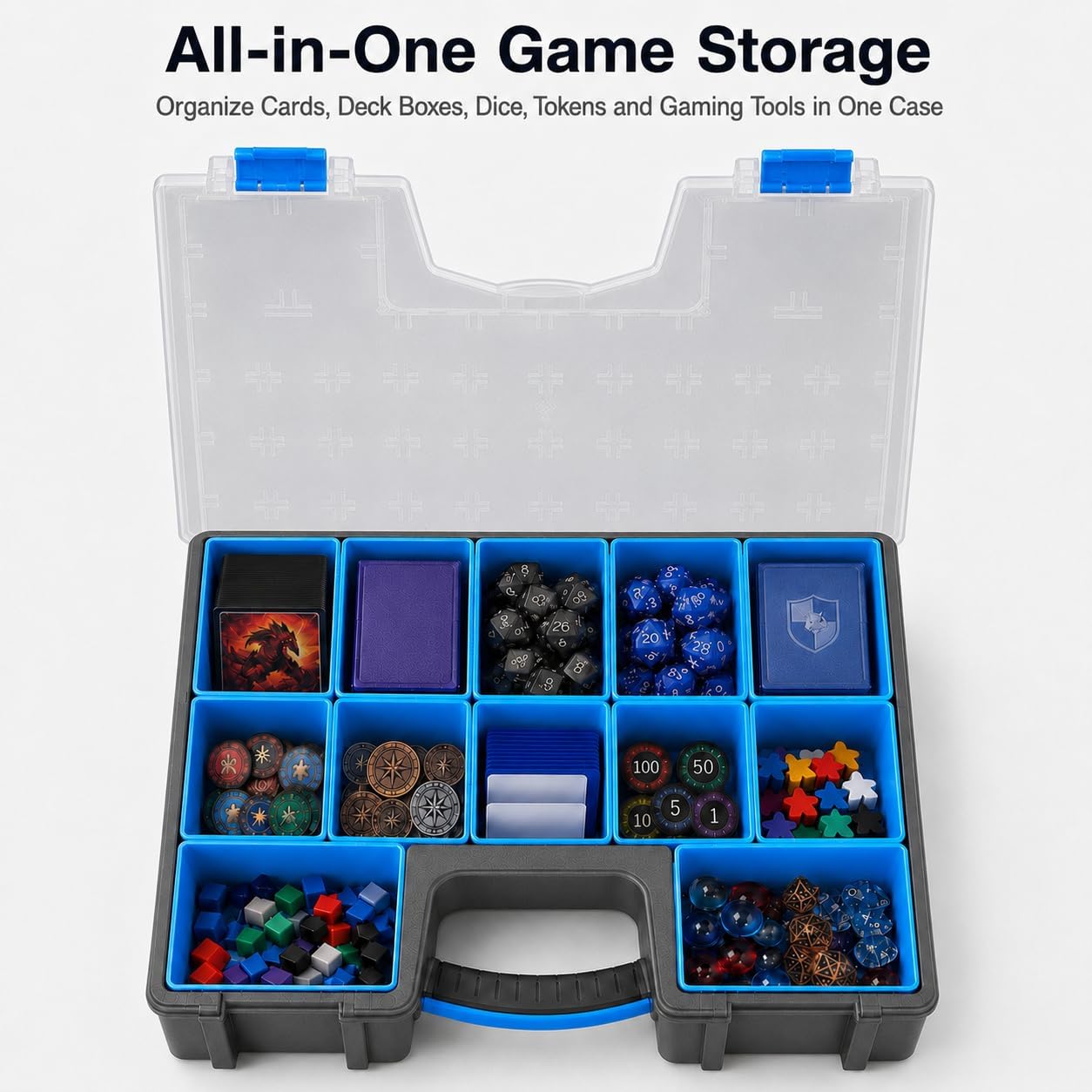 12 in 1 MTG Deck Storage Box with Handle, TCG Case with 12 Removable Bins image 2