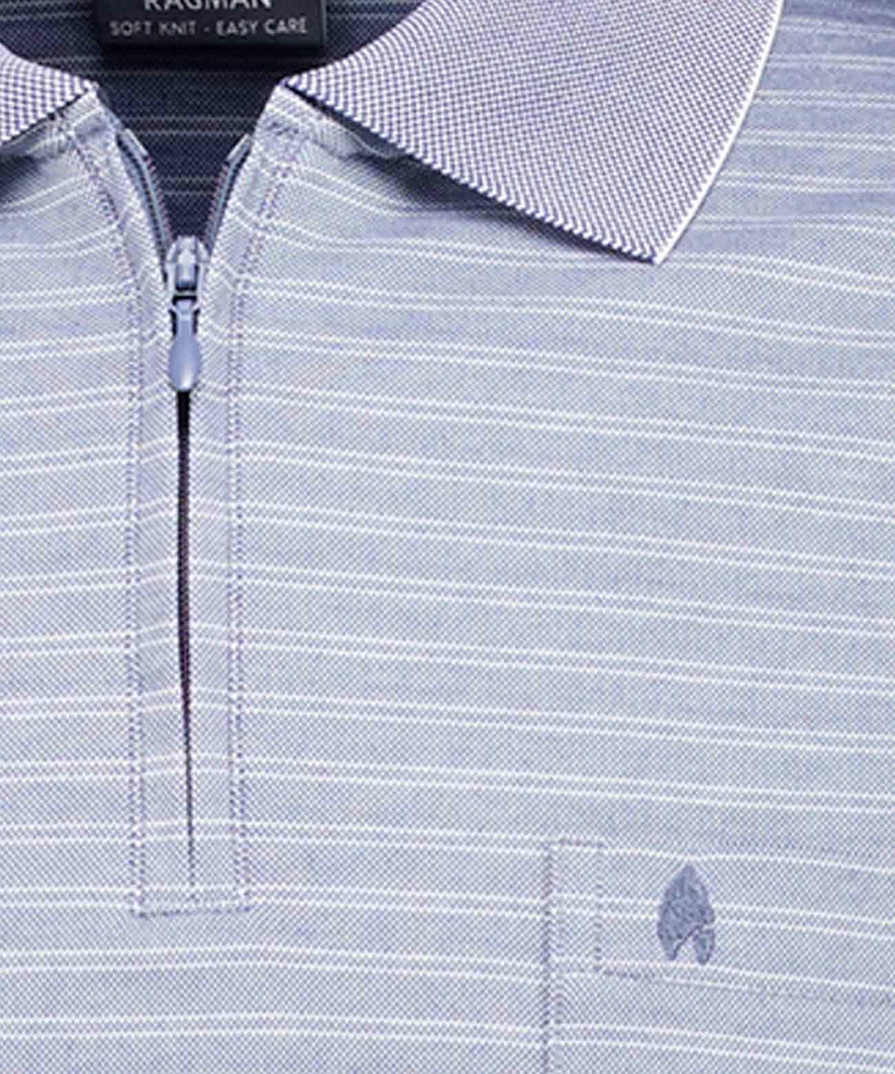RAGMAN Herren Softknit-Polo Fineliner mit Reissverschluss Taube-073, L