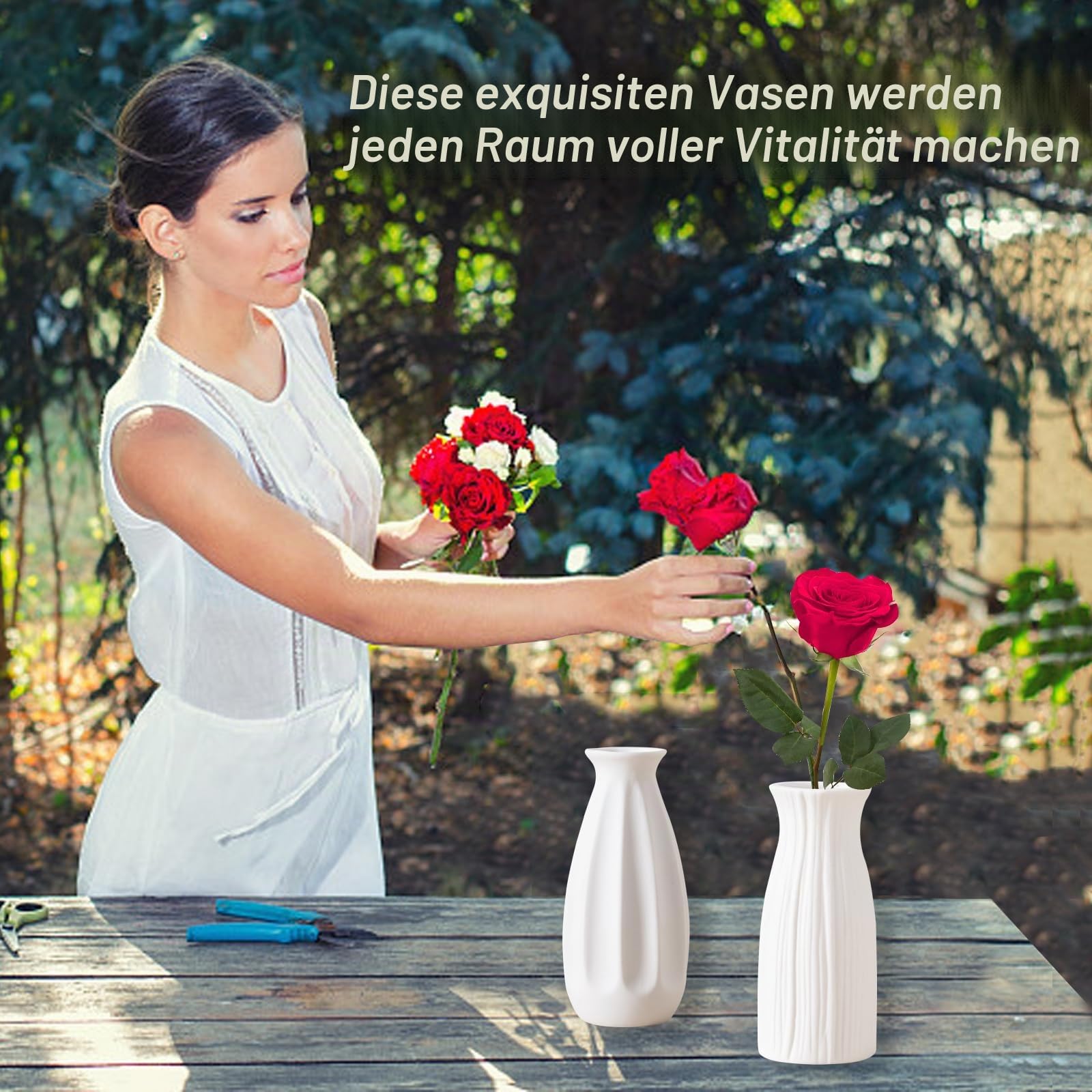 12,7 cm weiße Keramikvasen, 10er-Set, kleine Mini-Vasen für Blumen, Tafelaufsätze und Dekoration