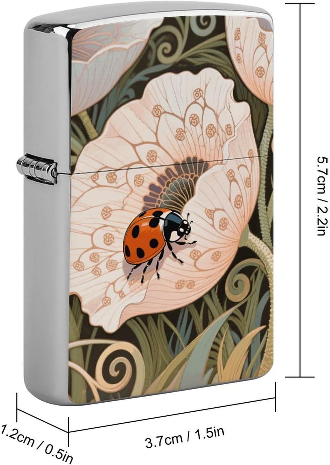 Ladybug on Flower Lighter Case Cover Metal Lighter Case image 2
