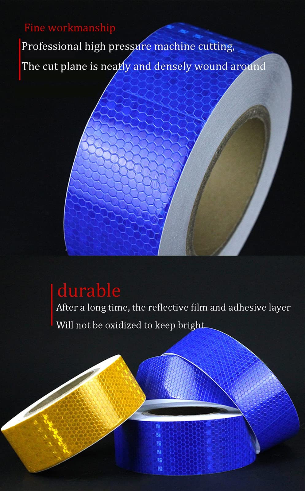 Cinta reflectante amarilla fluorescente, adhesivo de advertencia de seguridad de 2 x 9.8 pies para visibilidad nocturna, banda adhesiva reflectante de alta visibilidad para uso en exteriores