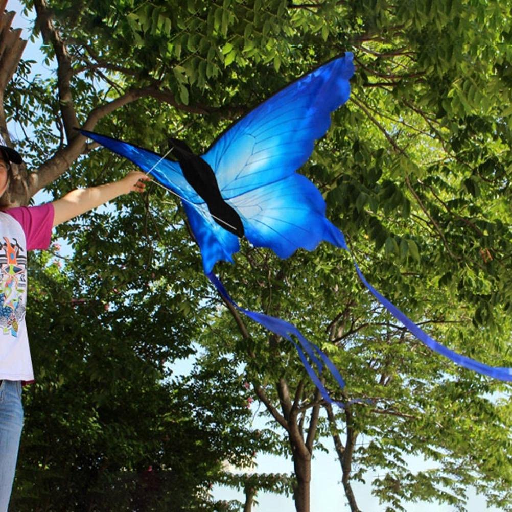 Cerf-Volant Papillon Bleu pour Enfants et Adultes, Beaux Cerfs-Volants Animaux pour S'amuser en Plein Air dans Les Parcs et Les Plages, 133 X 70 Cm, Tissu Léger