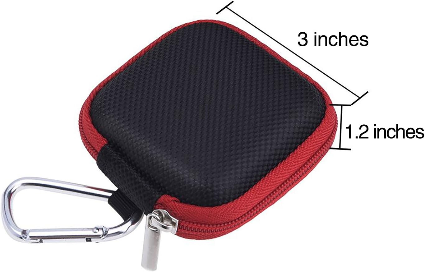 eBoot Earbud Case Mini Carrying Pouch with Carabiner for Earphone and USB Cable, 5 Colors