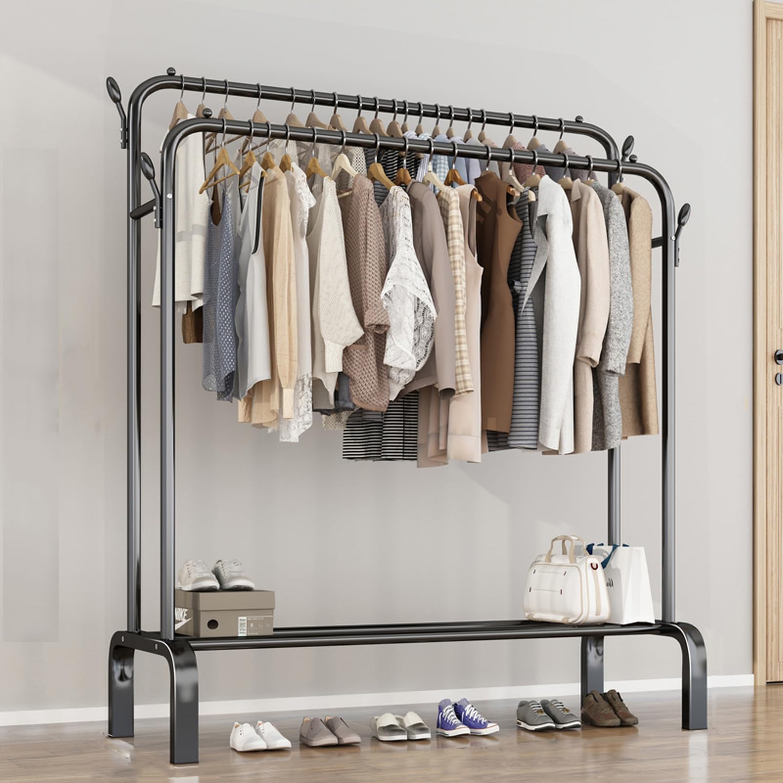 Amazon｜[XYJP] ハンガーラック 頑丈 ブラック 全体耐荷重 大容量 衣類