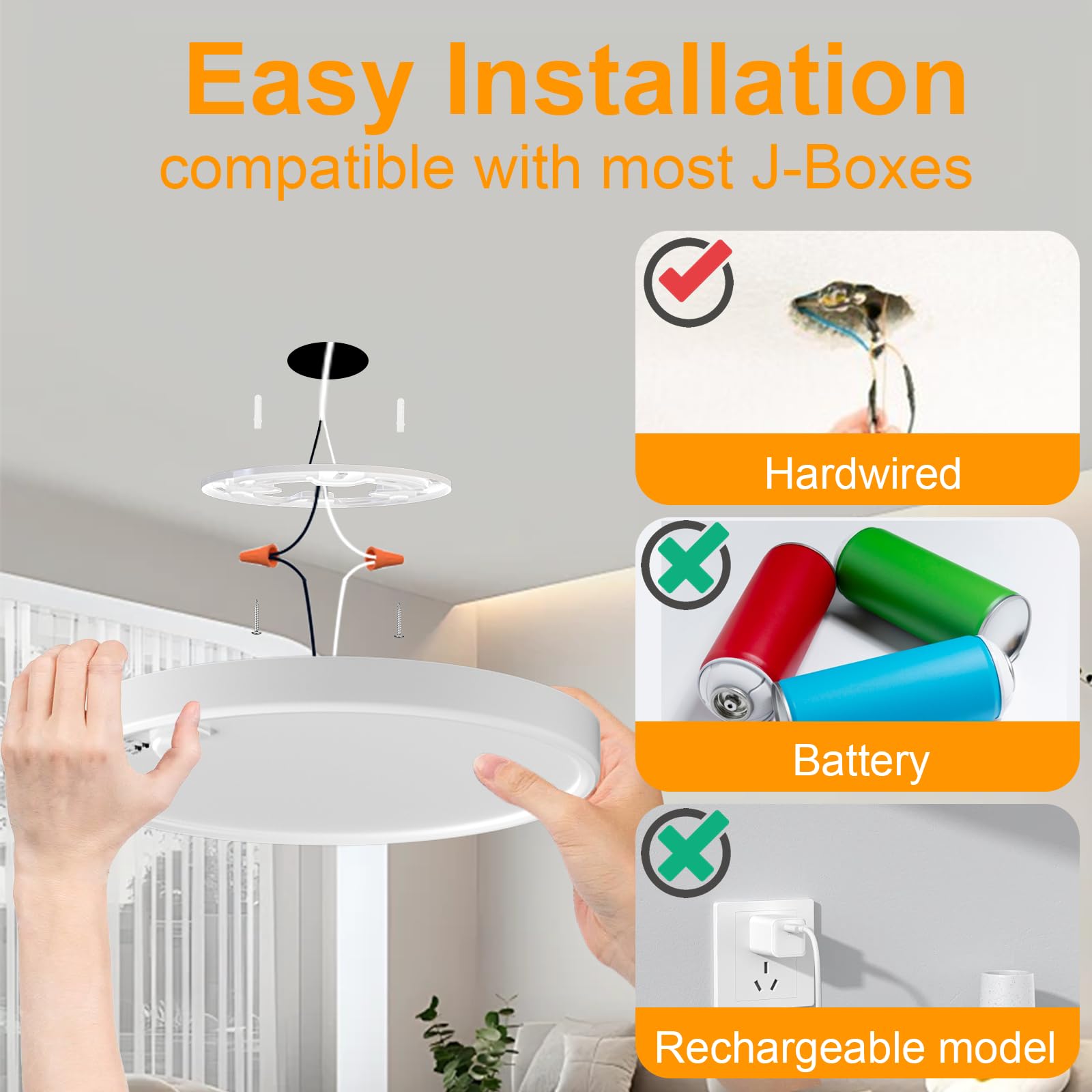 Eleganted 2 szt. Lampa sufitowa LED z czujnikiem ruchu, radar, ultra cienka okrągła lampa sufitowa, 1600 lm, 3000 K/4000K/6000K, do korytarza, ganku, wejścia, schodów Ø22 cm