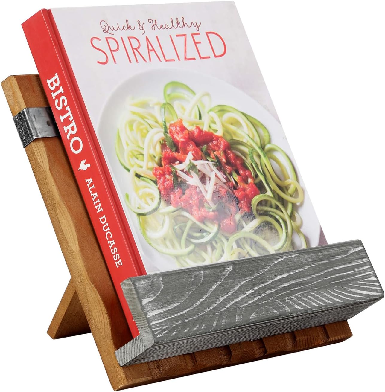 Cookbook Stand, Rustic Solid Wood Cookbook Holder for