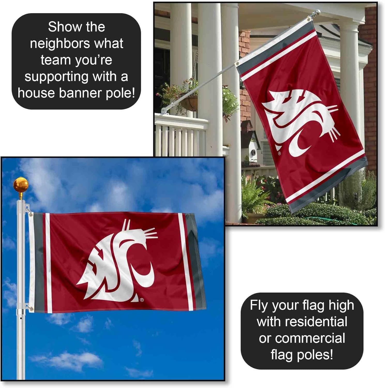 Washington State Cougars Field Stripes Flag