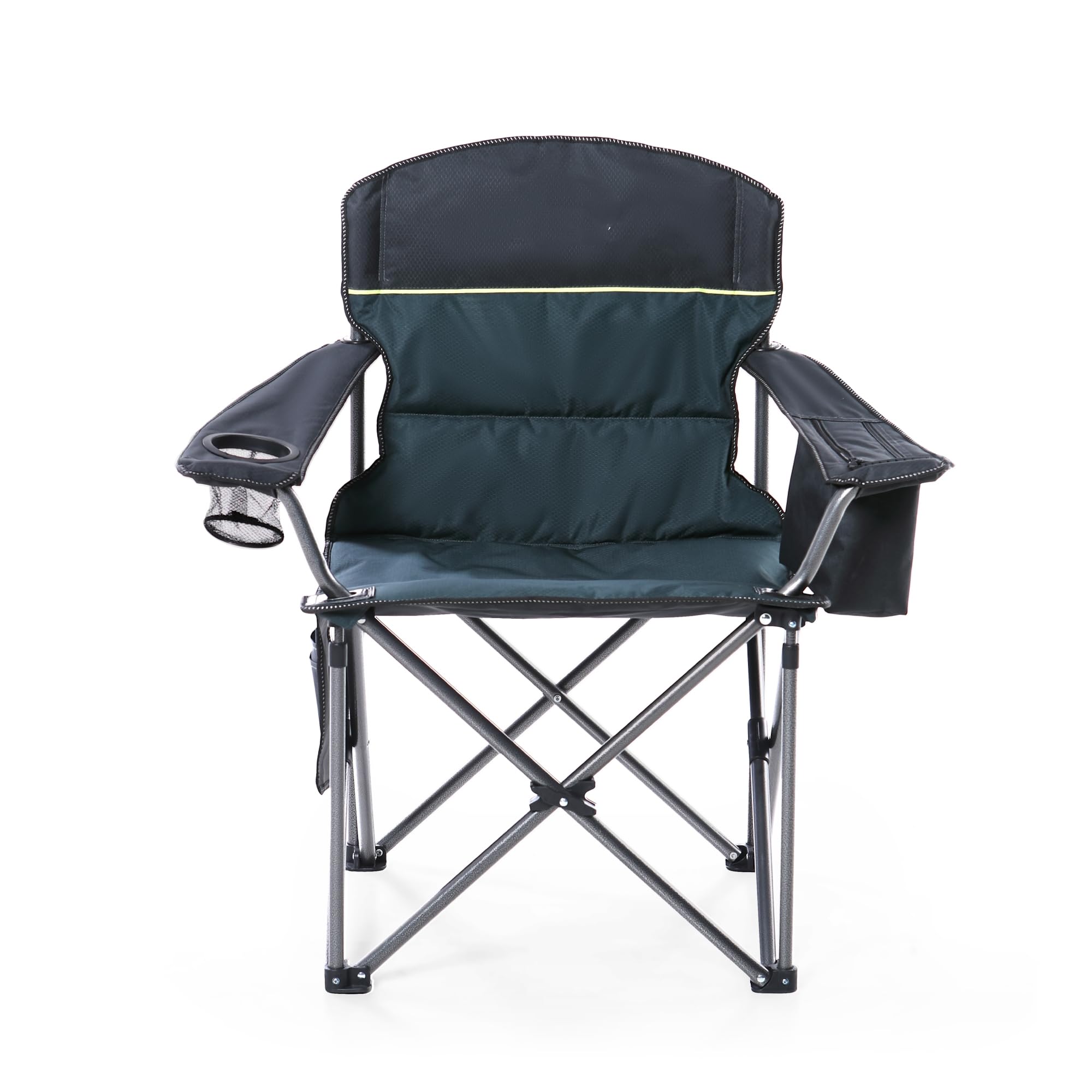 LET'S CAMP Campingstuhl Klappstuhl Faltbar Übergroßer Angelstuhl mit Getränkehaltern Kühltasche Faltstuhl Outdoorstuhl bis 200kg