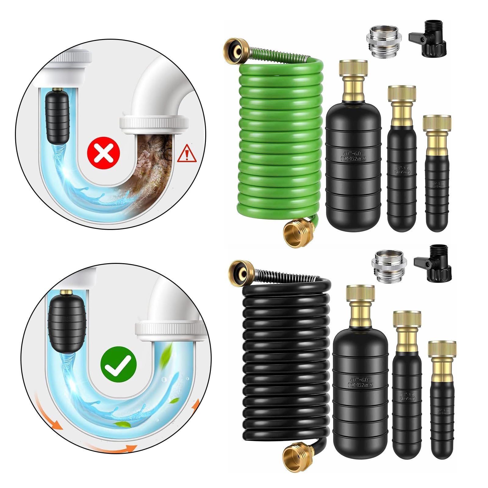 Adaptador de grifo de latón expandible, manguera de drenaje retráctil, apto para limpieza de riego al aire libre, materiales ABS, fácil instalación, adaptador de grifo de latón, manguera de jardín