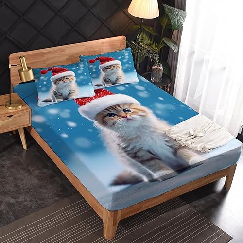 Miniatura 9 de Sábanas de ciervo tamaño Queen  Sábanas y fundas de almohada para árbol de Navidad  100% microfibra, estampado de alta cantidad de hilos, sábana