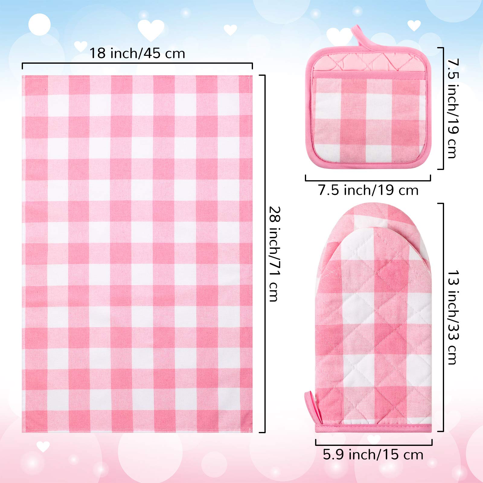Juego de 6 soportes para ollas para el día de San Valentín, juego de guantes de cocina, guantes de cocina, guantes de cocina, guantes de cocina, guantes de mano, resistentes al calor, soporte 3