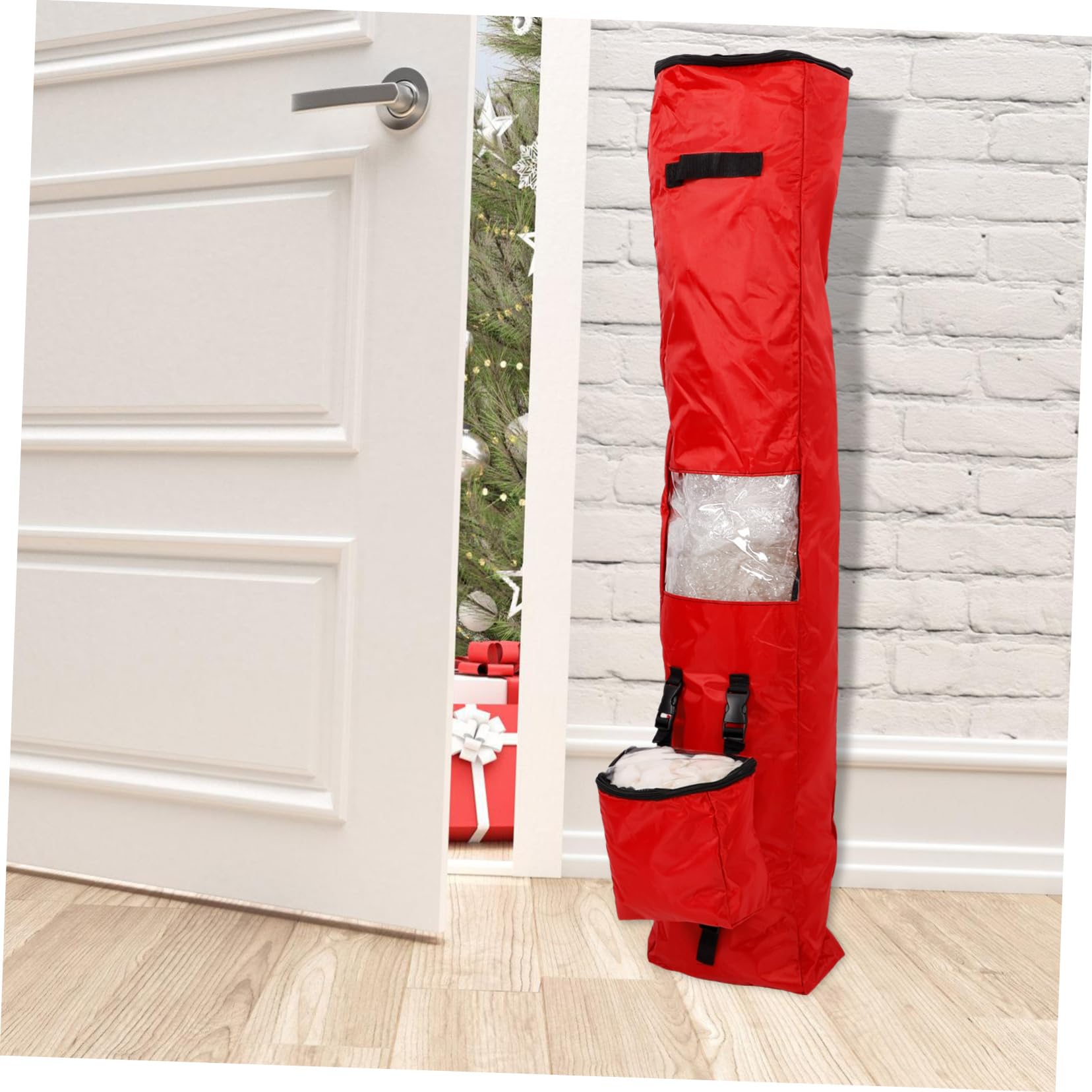 OKUMEYR Xmas Wrapping Paper Organizer Bag Multi Oxford Storage for Rolls Handles Zippered Top for Christmas Wrapping Accessory Storage