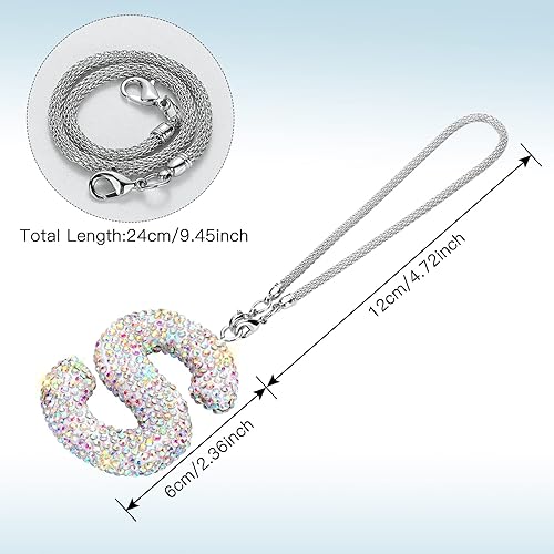 Miniatura 4 de Adorno para espejo retrovisor de automóvil con inicial para colgar en el espejo retrovisor del automóvil, accesorios de automóvil brillantes para