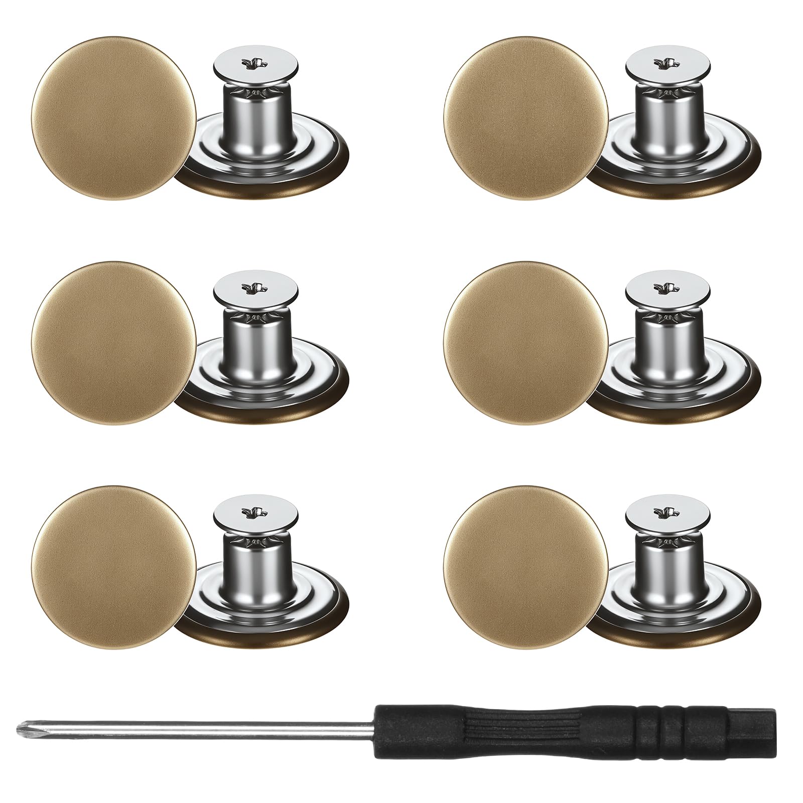 Photo 1 of 12 PCS Pants Button Replacement, 17mm Jean Buttons No Sew Removable Metal Buttons for Jacket Coat, Loose Jeans, Pants DIY Sewing Replacement Accessory, Bronze