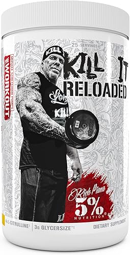 5% Nutrition Rich Piana Kill It Reloaded High Stim Pre-Entrenamiento Ultra energía, enfoque, bombas, potencia y resistencia Citrulina, tamaño