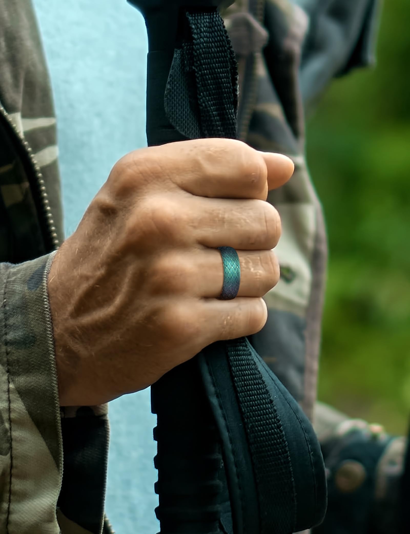 King Will Fede nuziale da uomo in silicone, 8 mm, vestibilità comoda, con design unico con scanalatura interna, anelli di fidanzamento in gomma per uso quotidiano e attività – Confezione multipla da 1