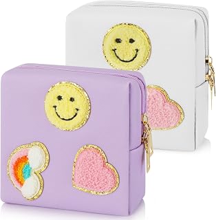 CekPo 2 Pack Period Bag, PU Leather Sanitary Napkin Storage Bag for Feminine Pads Liners Tampons and Reusable Pads,Functional Sanitary Pads Pouches First Period Kit for Teen Girls Women Ladies Gift