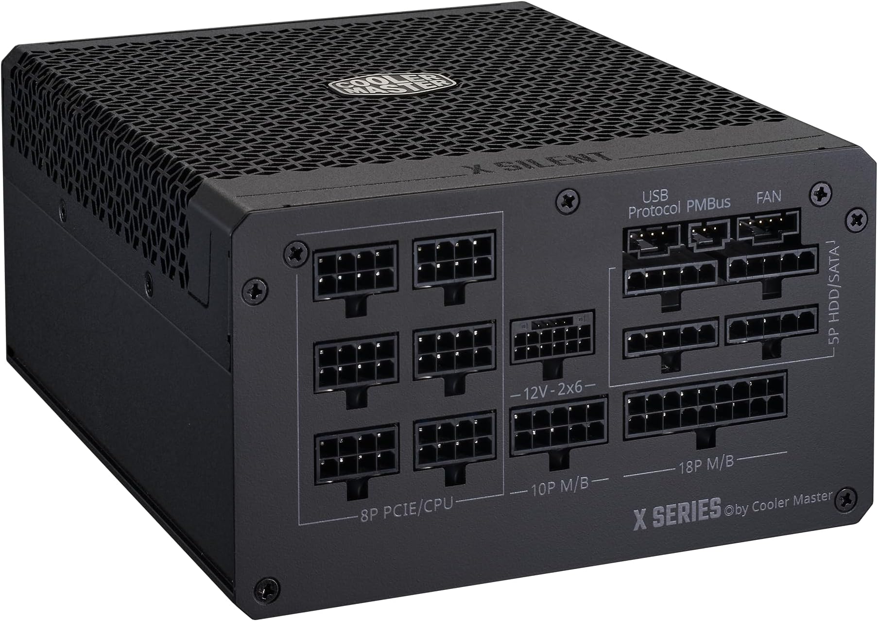 Cooler Master X Silent Edge Platinum 850 Fanless ATX 3.1 Full Modular PSU, 850W 80+ Platinum, 90° 12V-2x6 600W PCIe 5.1, GPU Support RTX 4090, Infineon CoolMOS, Heat Pipe Technology, 15-Year