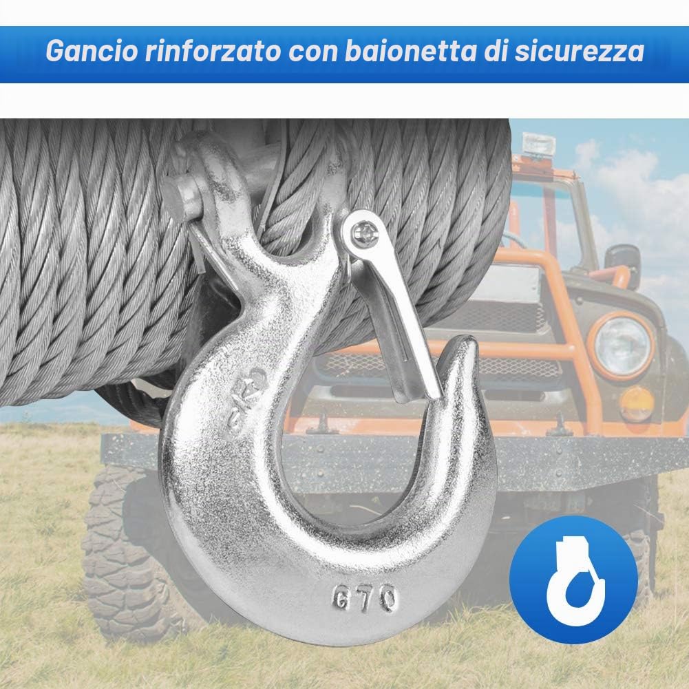 Verricello Elettrico 12 V, Verricello A Motore Con Telecomando Radioargano Cavo In Acciaio Quad Verricello ATV, Per Auto Rimorchio Camion 4000 Lb 15 m Cavo In Acciaio Solido
