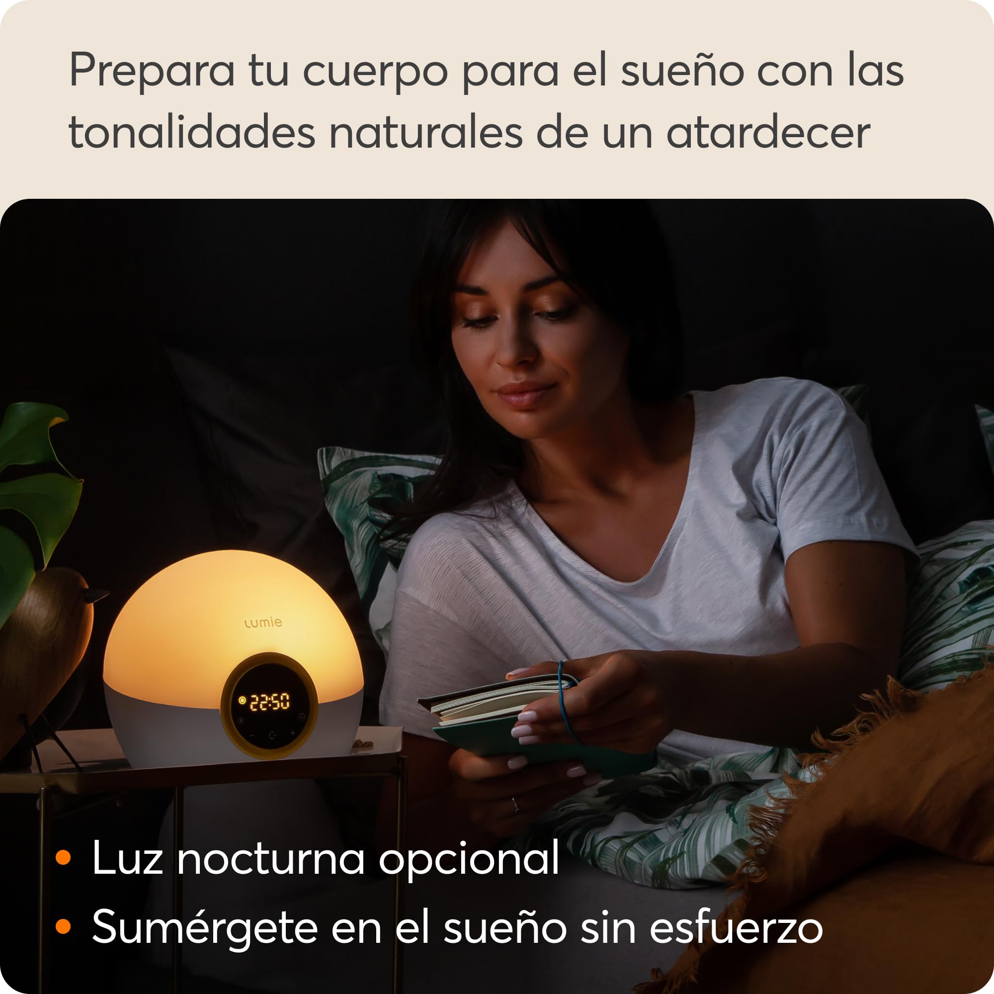 Lumie NBCKE-2000 Bodyclock Rise 100 Despertador de Luz LED, Simulación de la Salida y la Puesta del Sol, Pitido de Alarma Opcional, Blanco