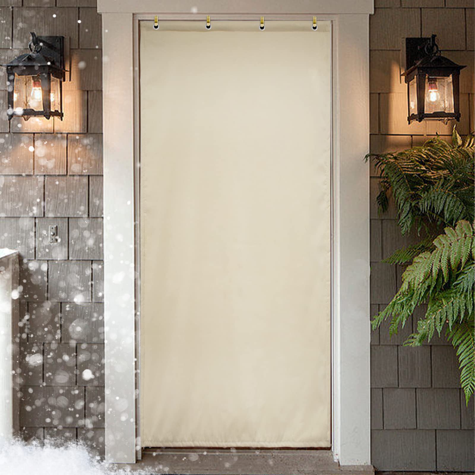 Herbst- und Winter-Baumwolltürvorhang-Haus verdickter winddichter Schallschutz-Wärmeschutz-warme Anti-Kälte-Lufttrennwand-hängende Vorhänge Klimaanlagen-Vorhang Beige 130 x 235 cm