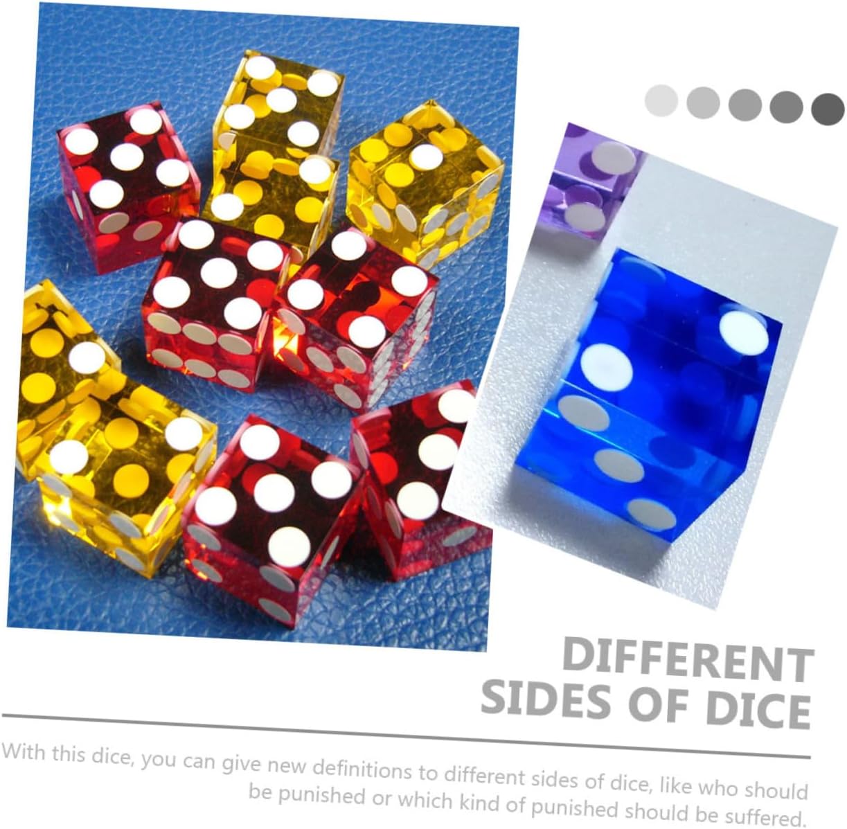 Uonlytech 5Pcs Transparent Acrylic Dice Precision Dot Cubes for Board Games Party Fun Classroom Math Learning and Indoor Outdoor Use Random Color