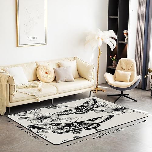 Miniatura 2 de Tapete de suelo de calavera de polilla para casa, diseño de esqueleto de animales retro, decoración del hogar, alfombra duradera para interiores,