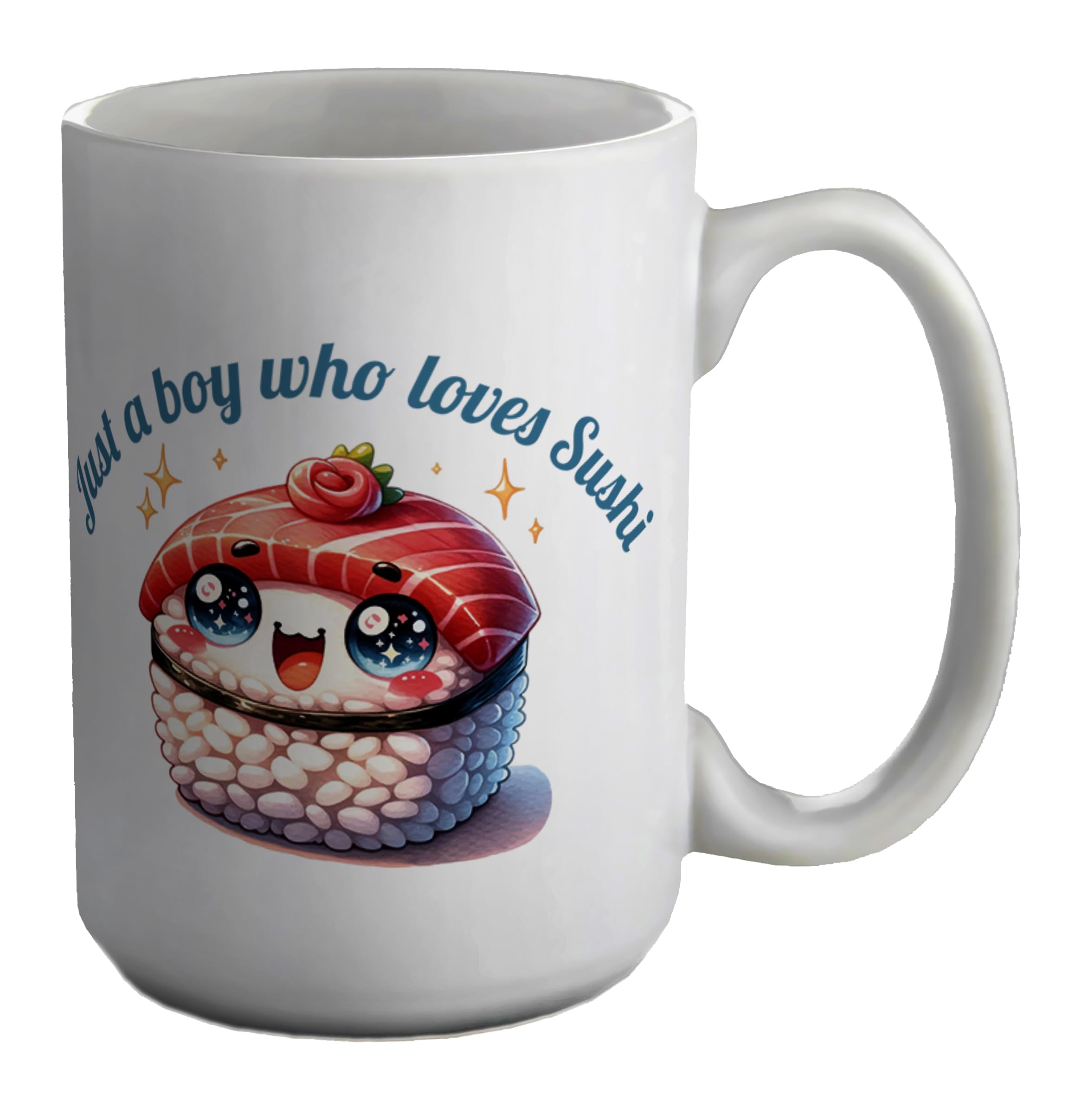 Shopagift Just a Boy That Loves Sushi Mug Sushi Lover Nori Rice White 15oz Large Ceramic Cup
