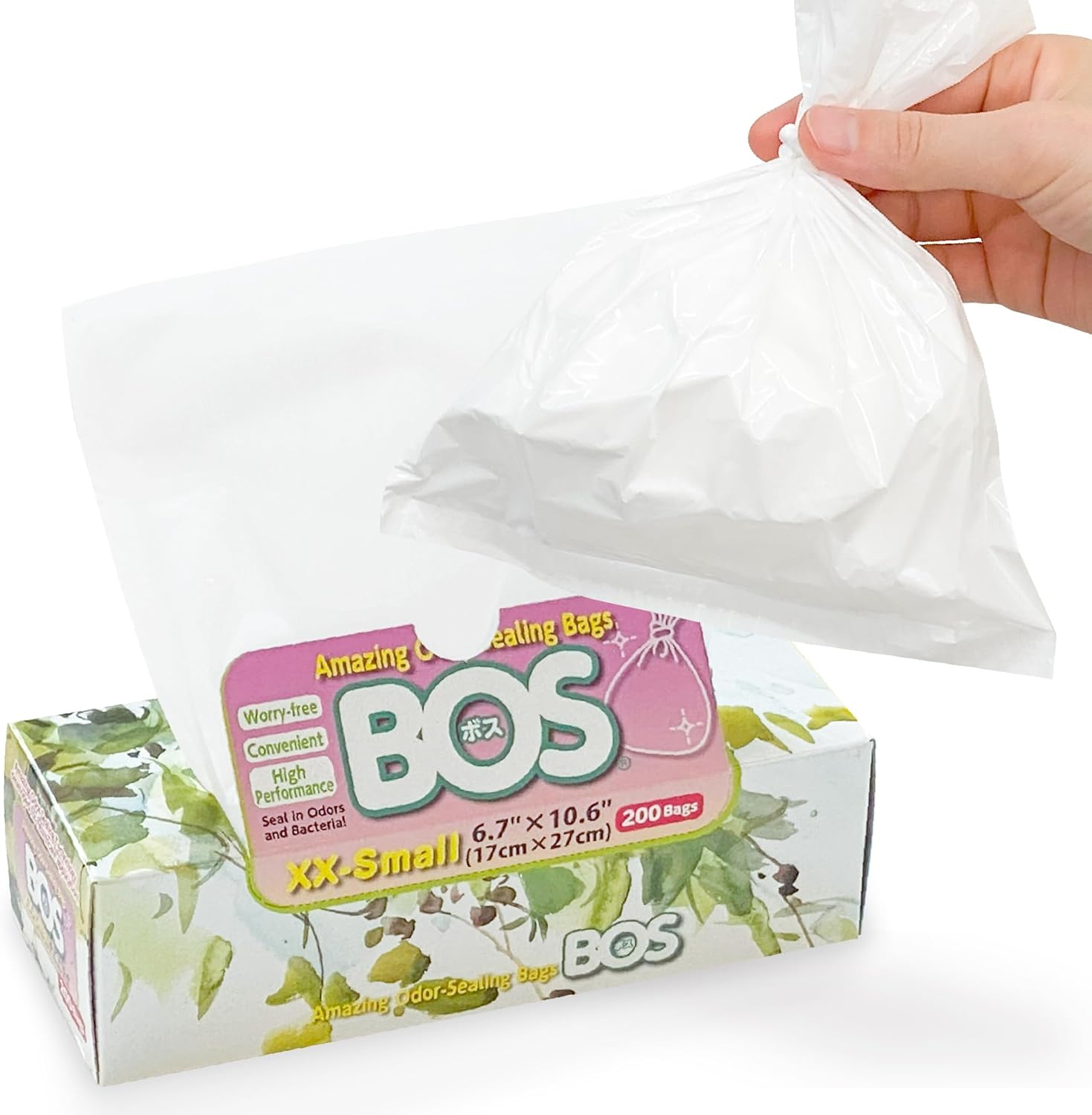 BOS Amazing Odor Sealing Disposable Bags, for Pet Waste (for small dogs) or Any Sanitary Product Disposal – Durable and Unscented[Size: XXS, Color: White] (200 count, Pack of 1) (200 Bags)