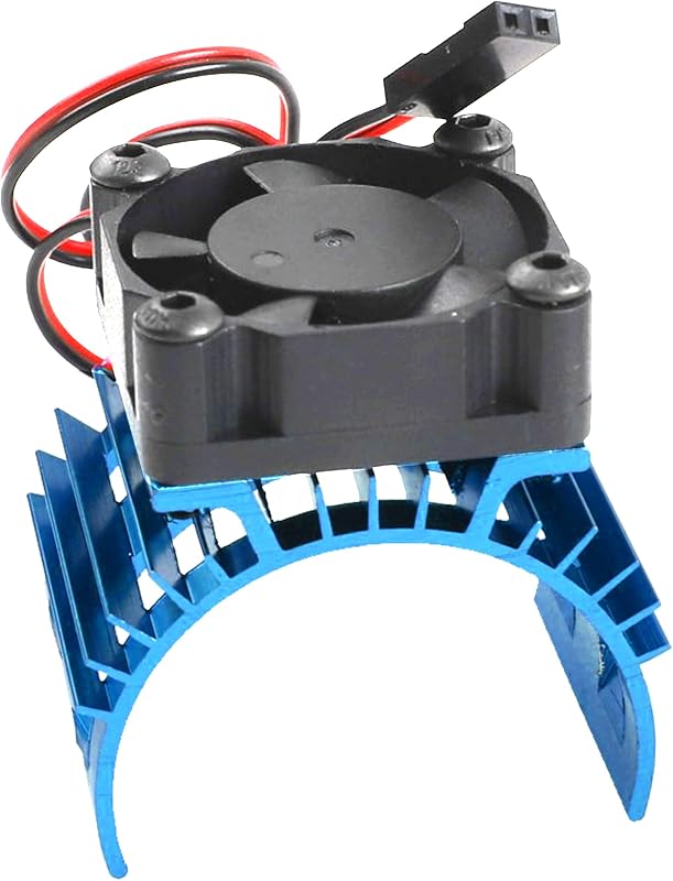 ShareGoo Alloy Heat Sink Heatsink with 5V Cooling Fan for 1/10 Car 540 550 3650 Size Brushless Engine Motor RC Car Truck Buggy Crawler,Blue
