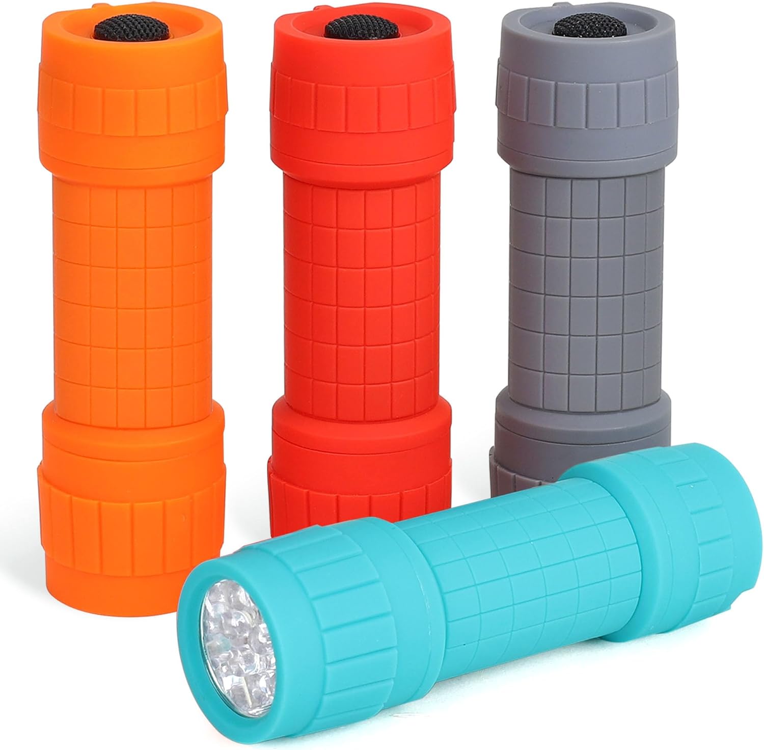 FASTPRO 4-Pack 9-LED Mini Flashlight Set, AAA Batteries are Included and Pre-Installed, Perfect for Class Teaching, Camping, Wedding Favor