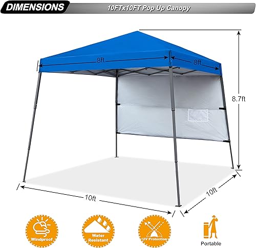 Miniatura 3 de ABCCANOPY - Tienda de campaña de playa desplegable estable con bolsa de mochila, base de 10 x 10 pies  parte superior de 8 x 8 pies, azul