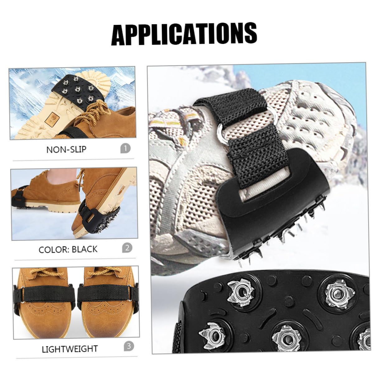 ARTSEWPLY 1pair Crampon Spike Ice Grippers for Shoes Lightweight Non- Traction Cleats for Hiking Climbing and Activities Portable and Easy to Install for Outdoor Enthusiasts and Workers