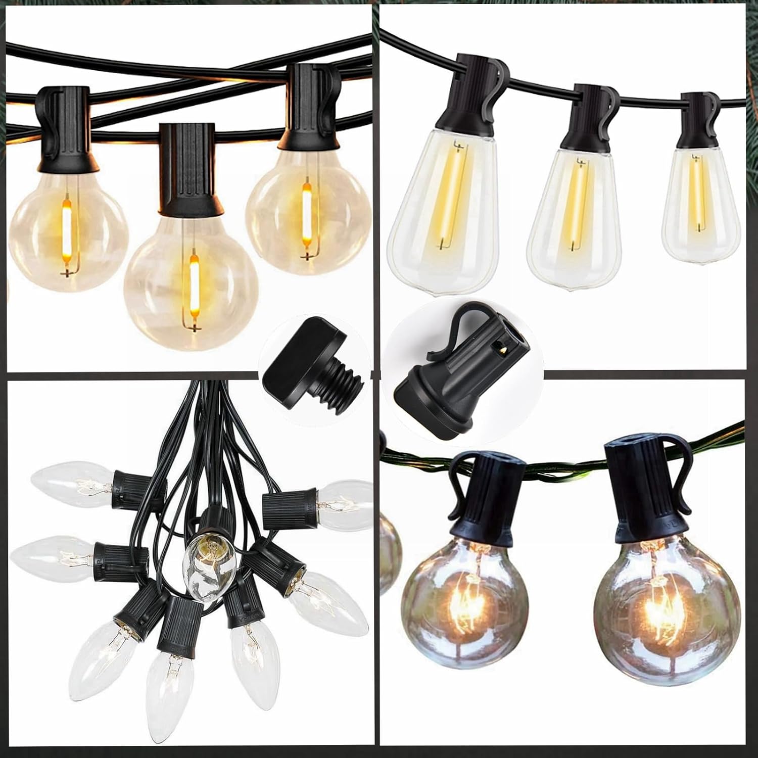 C7 Light Socket Safety Cap Plugs,C7/E12 Light Bulb Socket Cover | 20pcs,Inside and outside,Cap for String Lights,Waterproof, rainproof,Prevent electric shock
