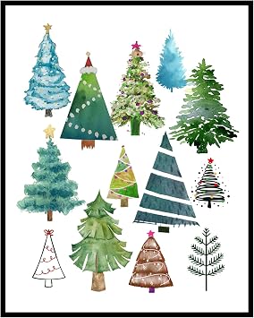 YYDESN Christmas Tree Art Print Seasonal Home Decor Watercolor Christmas Sign Christmas Wall Art Holiday Wall Decor Christmas Decor UNFRAMED 11X14 INCH