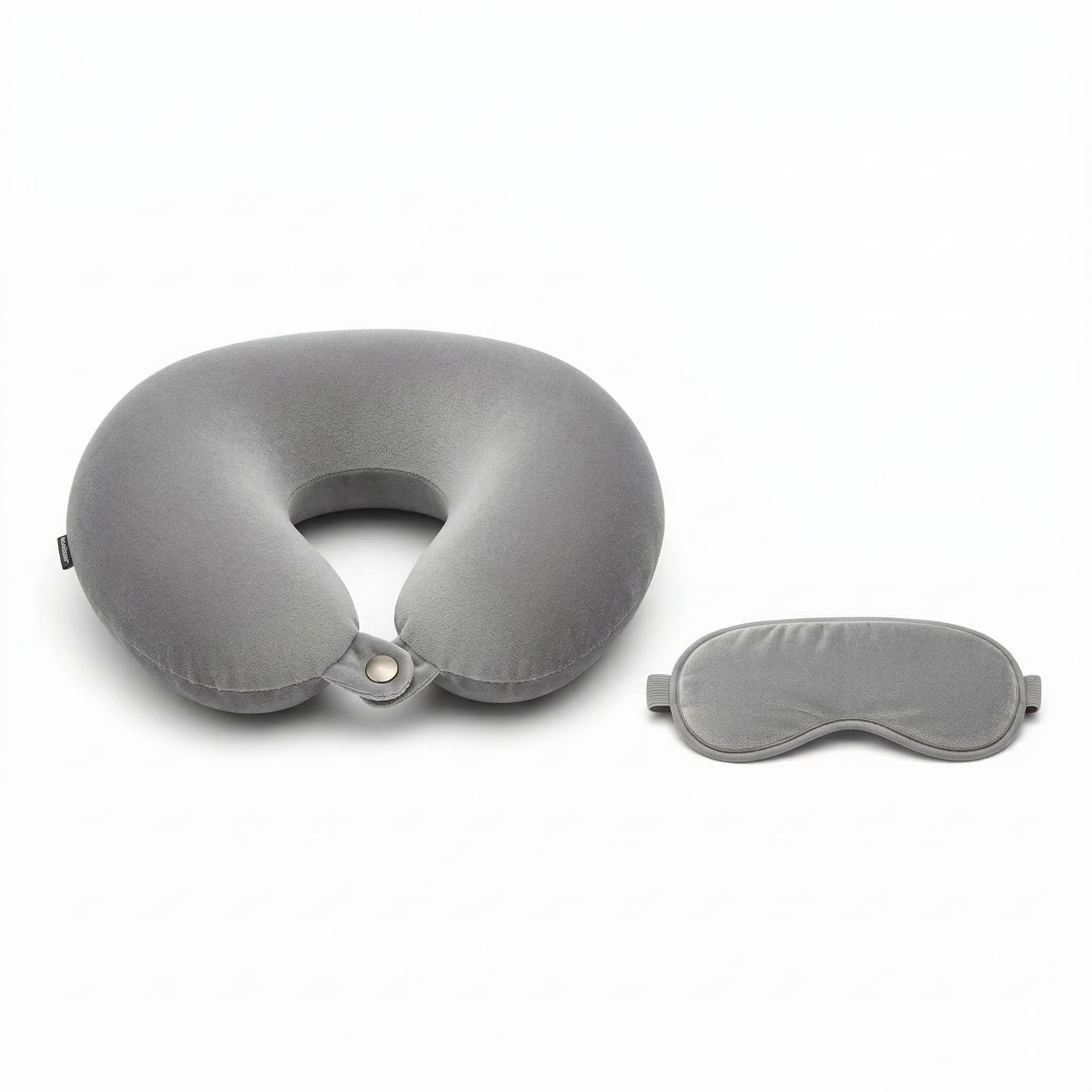 Grey Travel Neck Pillow with Button Closure | Soft Thread Fabric U Shape Neck Cushion | Premium Fiber Filled Lightweight Travel Essential for Daily Commute, Holidays & Long Journeys-image-24