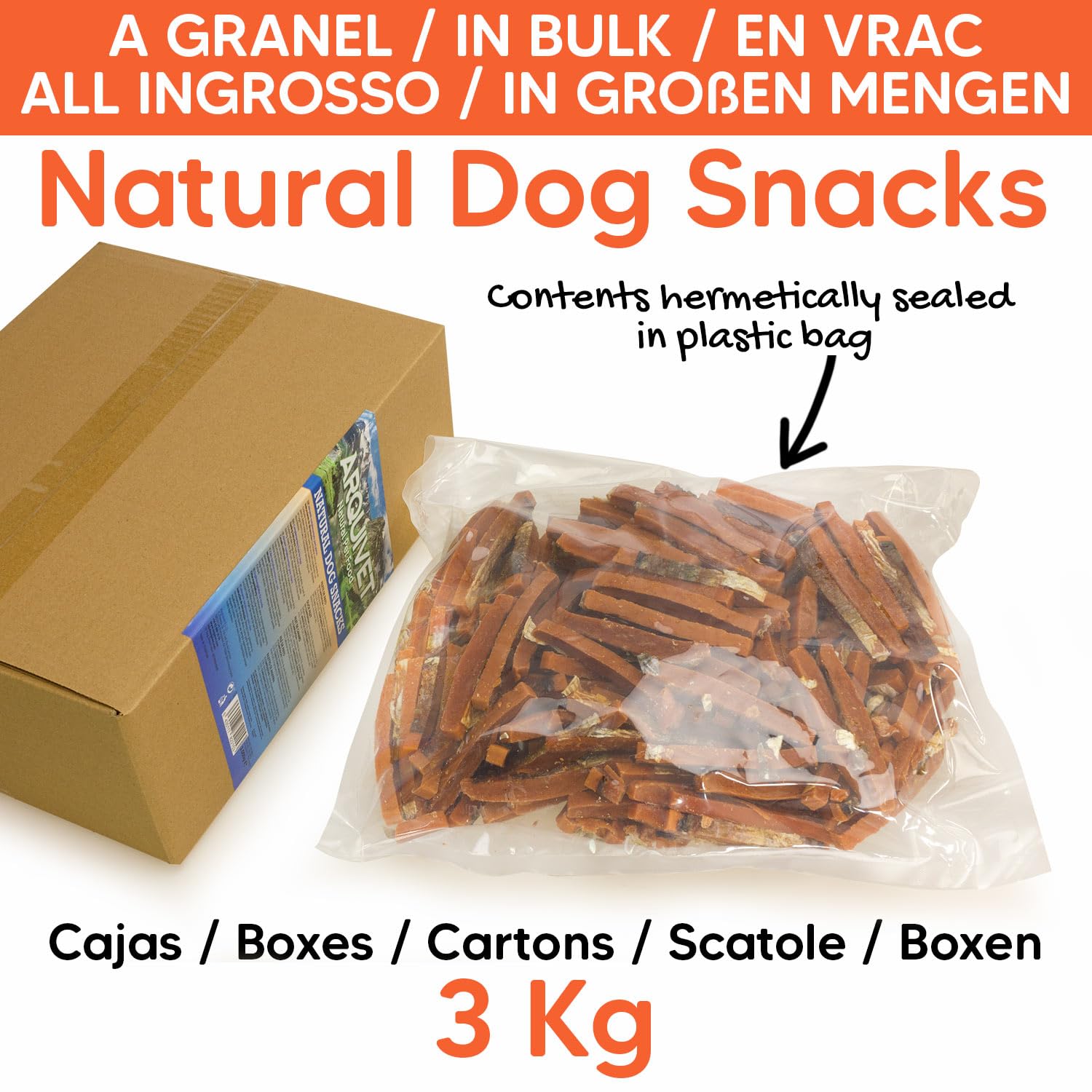 Barrette di salmone con pelle (Sfuso - 3 Kg) - Snack naturali per cani