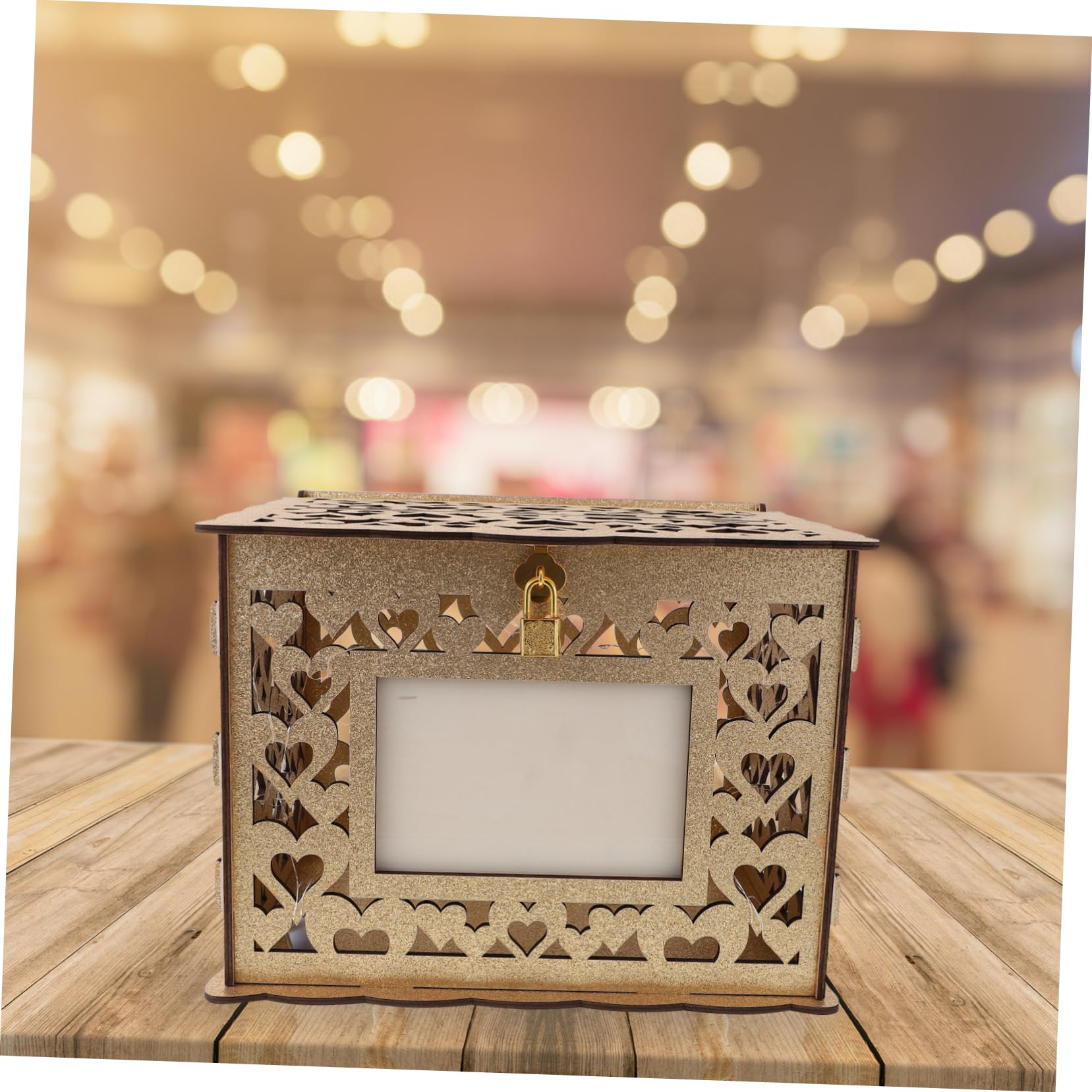 Cabilock Goldene Hochzeitskartenbox und Metall für Erinnerungen | Elegante Dekobox für Feier und Zuhause, Multifunktional, Dekorativ, zum Aufbewahren von Karten