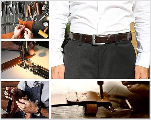 Miniatura 3 de Cinturón de cuero genuino de calidad superior para hombre - Diseño clásico casual y para el trabajo